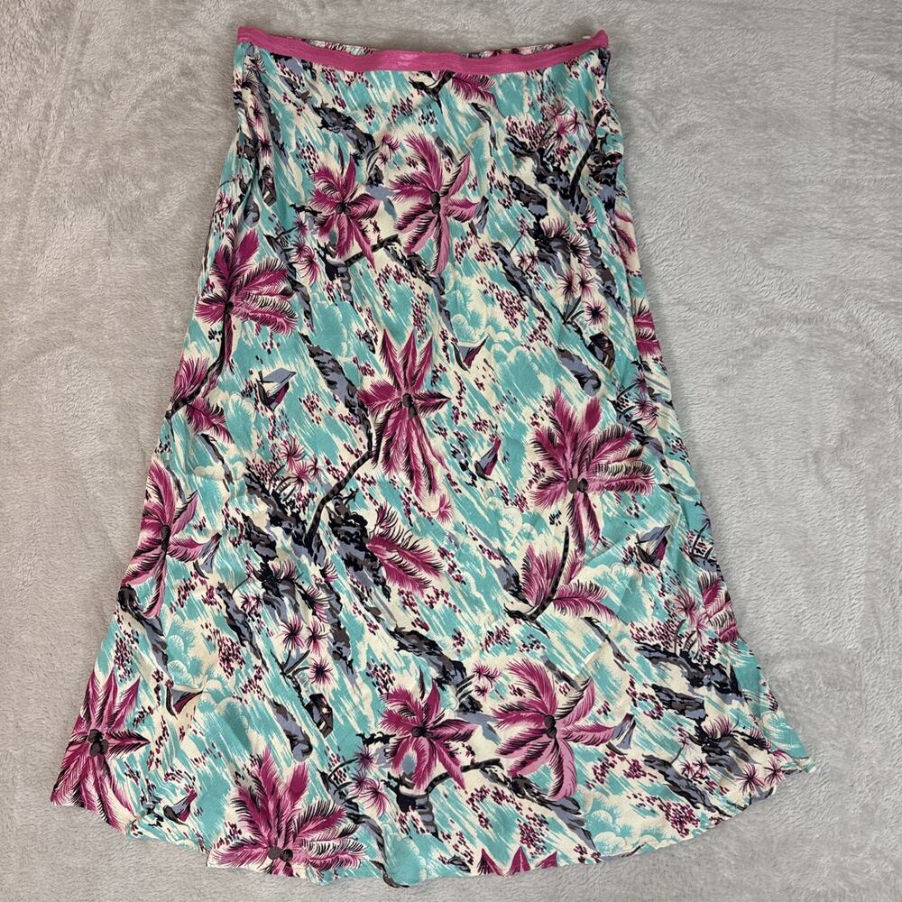 Vintage Loco Lindo Skirt Women's L Beach Vacay Rayon Flared Coastal Midi 90s